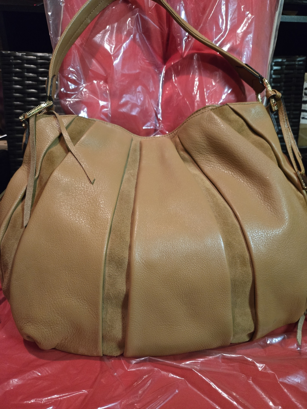 Aimee Kestenberg Tan Leather Hobo Shoulder Bag - Classic Women's Everyday Tote